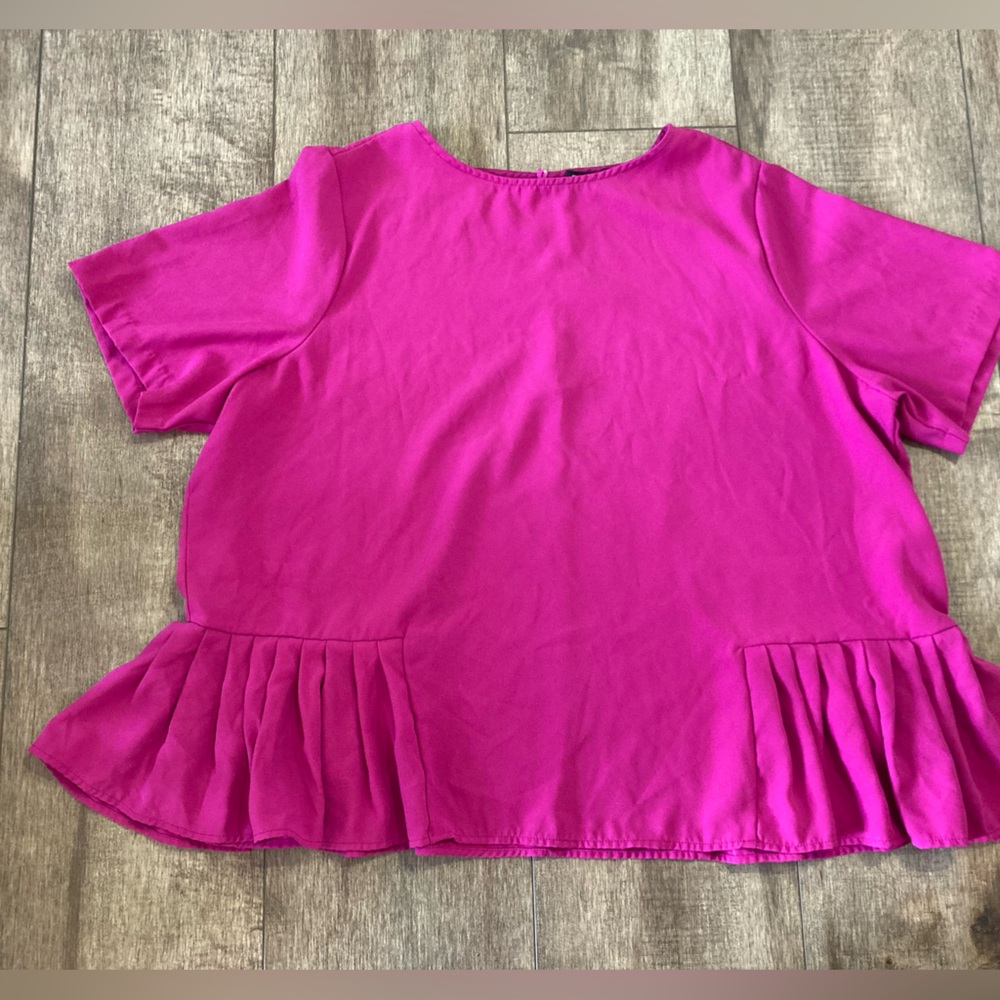 Eloquii Women's 20 Pink Ruffle Hem peplum Top